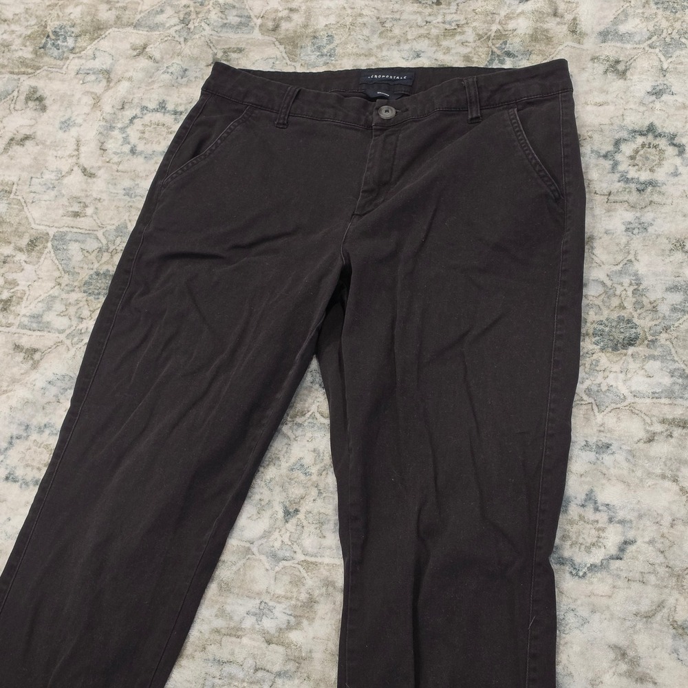 Aeropostale Womens Skinny Chino Pants Size 12 Long Black Cotton Stretch